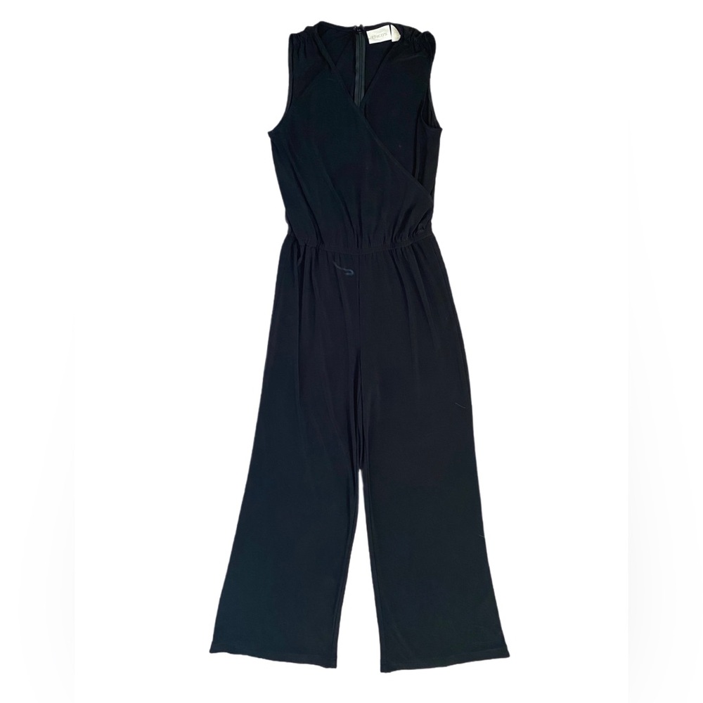 Chico's Black Jersey Cross Over Sleeveless Jumpsuit Size 4/6